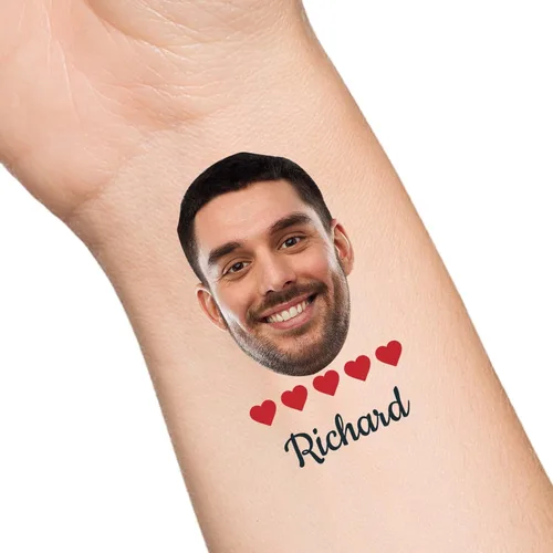 Miniatura 36 de Tatuajes temporales personalizados con texto de nombre, tatuaje temporal personalizado con logotipo fotográfico para adultos, parejas, mujeres