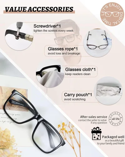 Miniatura 6 de MARE AZZURO Lentes de lectura con bloqueo de luz azul para hombres y lectores de computadora 1.0 1.25 1.5 1.75 2.0 2.25 2.5 2.75 3.0 3.5 4.0 5.0 6.0