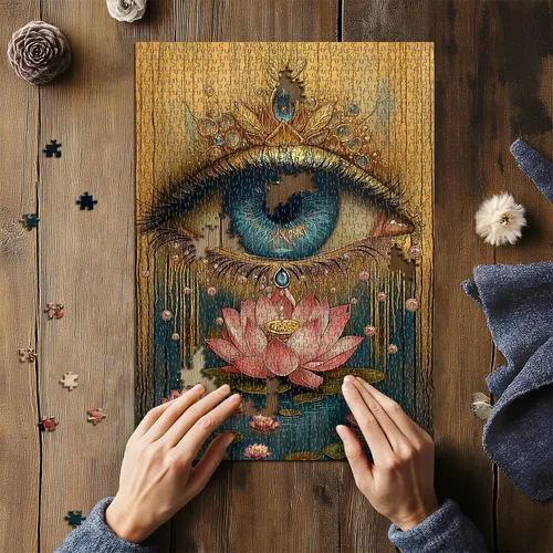 Miniatura 5 de Rompecabezas de Ojos de Loto para Adultos 1000 Piezas, Rompecabezas Temáticos de Arte de Ojos de Flores, Rompecabezas Vintage Hermosos y Desafiantes