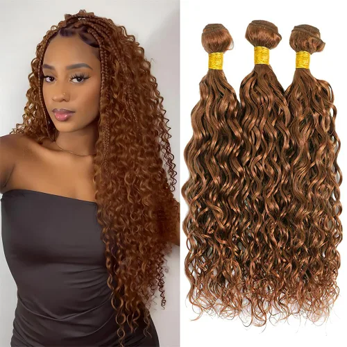 Miniatura 81 de Color 30 paquetes de cabello humano marrón onda del cuerpo paquetes 8 10 12 pulgadas brasileño virgen Remy extensiones de cabello humano doble trama