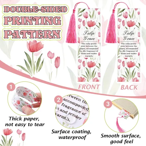 Miniatura 3 de Sinmoe 60 Pcs Scented Bookmarks for Women Book Lovers Scratch and Sniff Rose Flower Bookmarks with Tassels Smelly Craft Reading Gifts for Reading