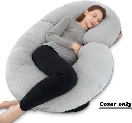 Miniatura 3 de INSEN Funda de almohada corporal de embarazo, funda de almohada de cuerpo completo en forma de C para mujeres embarazadas (jersey gris)