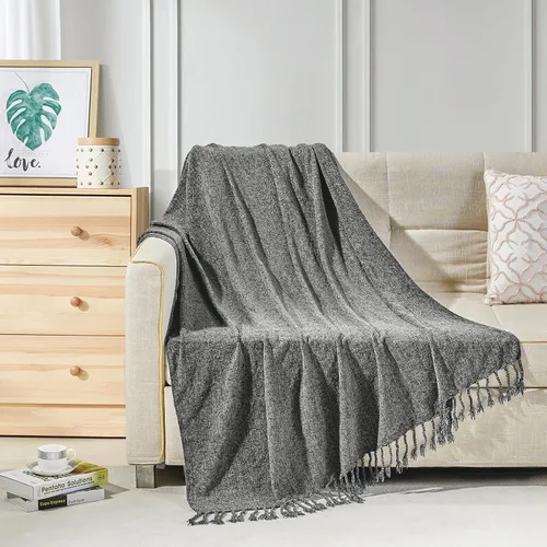 Miniatura 33 de Bourina - Manta de chenilla de punto, ligera, suave, acogedora, para cama, sofá, silla