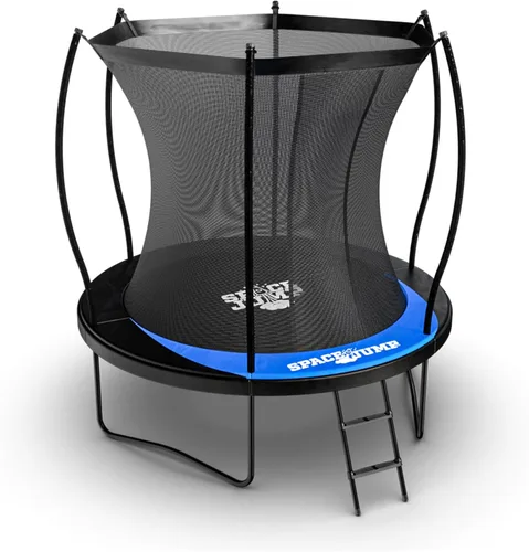 SpaceJump Lunar Trampoline, Outdoor 8 FT, 10 FT, 12 FT, 14 FT, 16 FT Round Bouncer with Safety Net, Optional Accessories, Black
