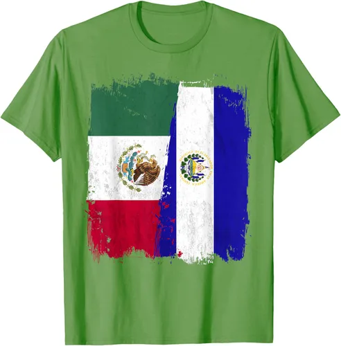 Miniatura 19 de Camiseta con la bandera mexicana de El Salvador con la mitad de la bandera mexicana de El Salvador