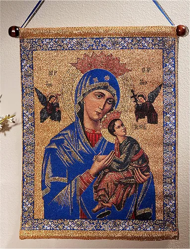 Needzo Tapiz de ayuda perpetua de la Virgen María, icono para colgar en la pared, bebé Jesucristo, 14 pulgadas, decoración de pared para habitación