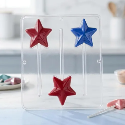 Miniatura 5 de 3374 Star Lollipop - Molde de caramelo de chocolate, plástico transparente, 3 cavidades, 2.5 pulgadas