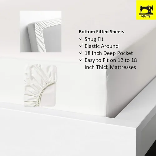 Miniatura 3 de True Luxury - Sábanas individuales de 100% algodón egipcio de 400 hilos, juego de sábanas de 4 piezas, hilos de fibra larga de una sola capa, tejido