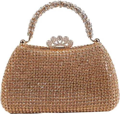 Miniatura 11 de Dreubea Bolso de mano hermoso para mujer, bolso de mano de moda brillante con diamantes de imitación