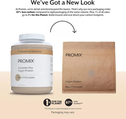 Miniatura 2 de ProMix Nutrition Proteína vegana en polvo a base de plantas, chocolate crudo, proteína de guisante y vitamina B-12, batidos de fitness y nutrición