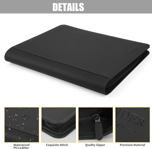 Miniatura 3 de Carpeta Toploader rígida, fundas rígidas con 9 bolsillos para 288 tarjetas. Carpeta de tarjetas con fundas para rígidas "3 × 4", tarjetero (negro)