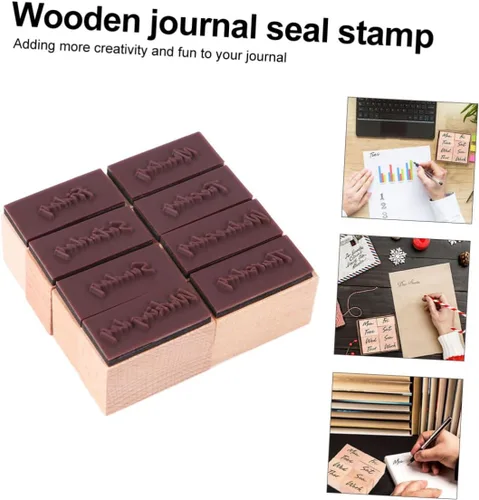 Miniatura 8 de Juego de 16 sellos de goma de madera, letras de semana y abreviaturas para manualidades, álbumes de recortes, decoración de diario y cuenta de mano