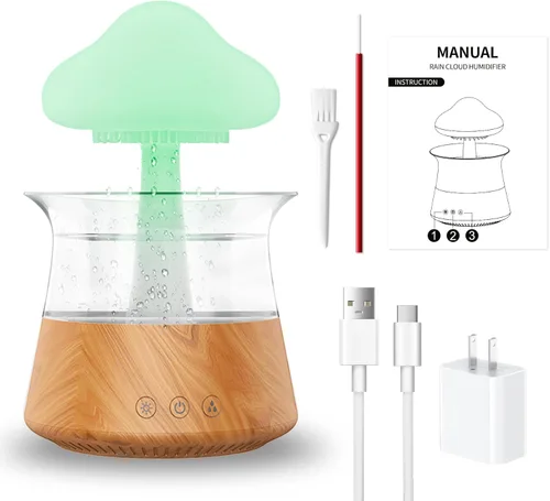 Miniatura 5 de Humidificador de Gota de Agua de Lluvia - Lámpara en Forma de Nube de Hongos, Difusores de Aceite Esencial, Difusores de Aromaterapia de Ruido Grano