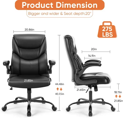 Miniatura 3 de Sweetcrispy Silla ergonómica para juegos de computadora, respaldo alto, sillas de oficina con ruedas, brazos abatibles, altura ajustable, piel