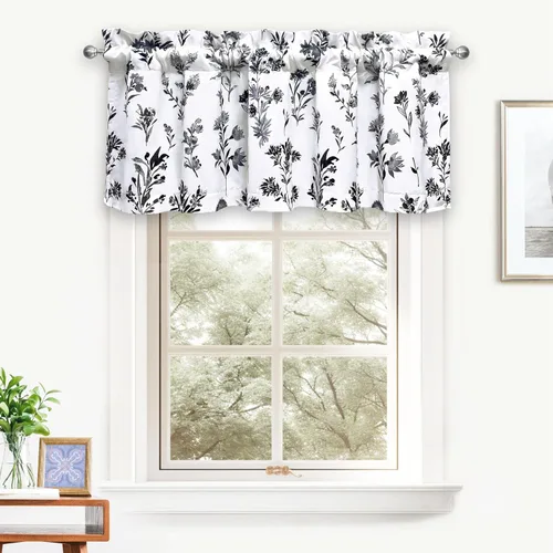 Miniatura 2 de DriftAway Sylvia - Cortina opaca con aislamiento térmico y estampado de acuarela, con estampado de hierbas botánicas florales, bolsillo para barra
