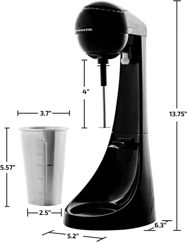 Miniatura 9 de OVENTE Máquina clásica para hacer batidos con ajuste de 2 velocidades, bloqueo de seguridad y taza y varilla de mezcla de acero inoxidable de 15.2