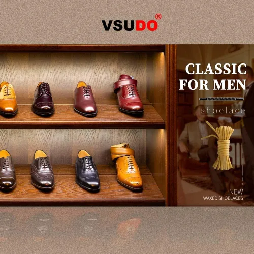 Miniatura 4 de VSUDO 2 Pairs Waxed Round Dress Shoe Laces for Mens Dress Shoes, 18" Thin Business Oxford Dress Shoelace, Dress Shoe Strings
