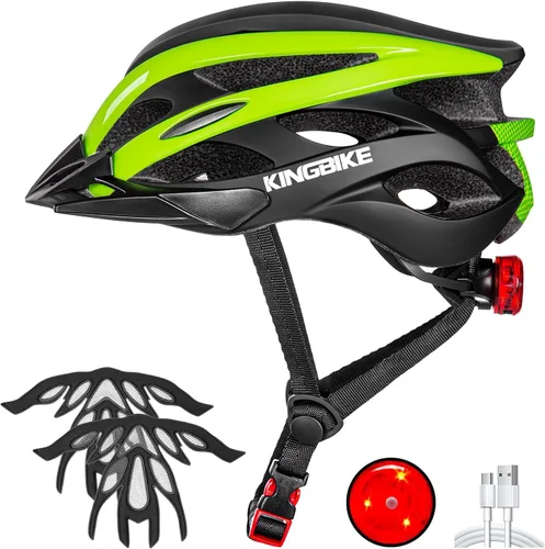 Miniatura 13 de KINGBIKE - Casco de bicicleta para adultos, hombres, mujeres y jóvenes, para ciclismo en carretera y montaña, con luz recargable por USB