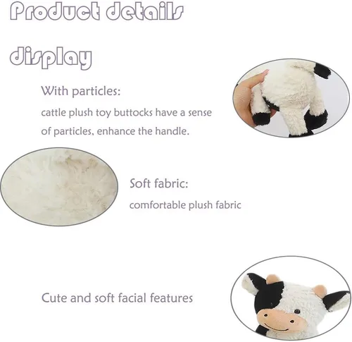 Miniatura 4 de Animales de peluche de vaca de 9 pulgadas, peluche de vaca suave para niños