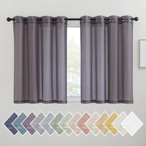 Miniatura 71 de NICETOWN Cortinas de lino traslúcidas con textura de lino de 84 pulgadas de largo, con ojales semitraslúcidos, tratamientos de ventana, privacidad