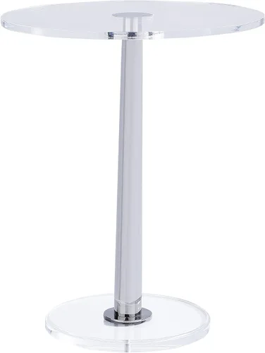 Miniatura 8 de Mesa de acrílico transparente con poste de metal de cono (pequeña, oro cepillado)