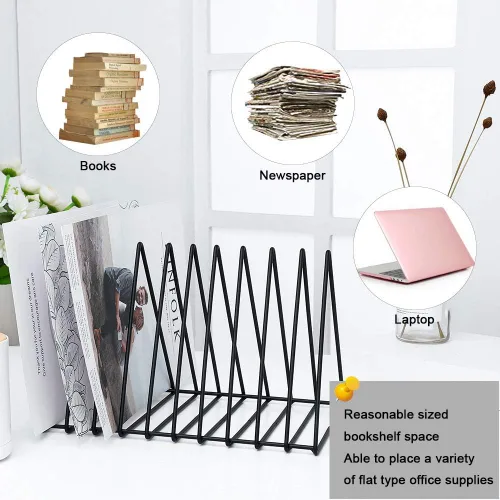 Miniatura 9 de Urban Deco Organizador de escritorio triangular, soporte para revistero de alambre de metal, 10 secciones, organizador de carpetas de archivos
