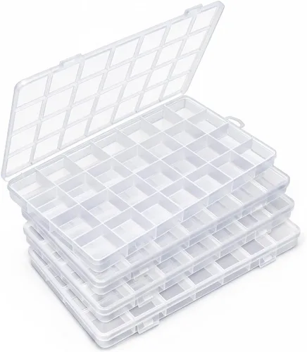 Miniatura 7 de IOOLEEM Caja organizadora de cuentas de plástico de 15 rejillas, caja de almacenamiento de contenedores, divisores para artes y manualidades