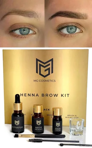 Kit de color de henna para cejas, colores para cabello de cejas, tutorial de video adicional, kit de coloración de cejas profesional y en casa DIY |
