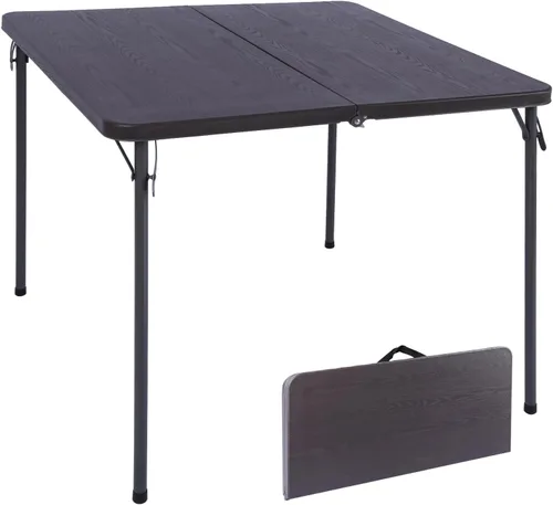 REDCAMP Mesa plegable cuadrada de 34 pulgadas con parte superior de resina, mesas de tarjetas pequeñas plegables portátiles con patas plegables para