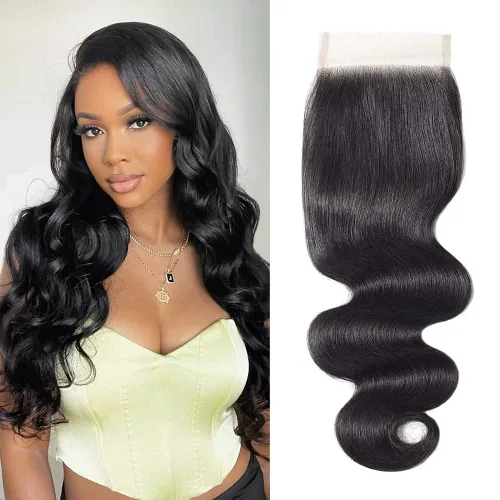 Miniatura 7 de Cierre de encaje de cabello humano lacio 4x4, parte libre HD, encaje suizo 100% sin procesar, cabello virgen brasileño 150% de densidad, color negro