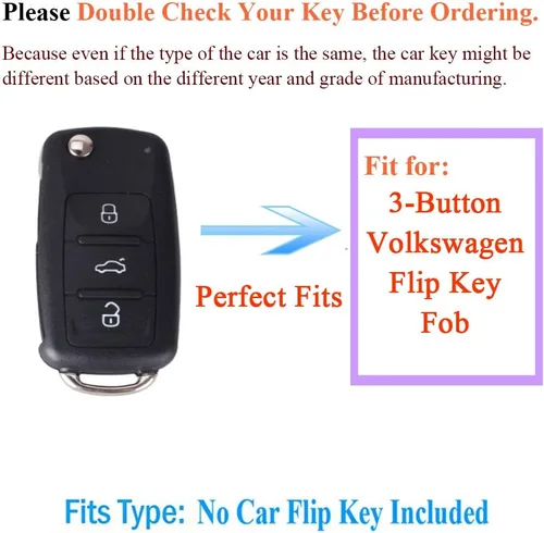 Miniatura 2 de SANRILY Funda para llave para Volkswagen Jetta Passat Beetle Polo Llavero plateado