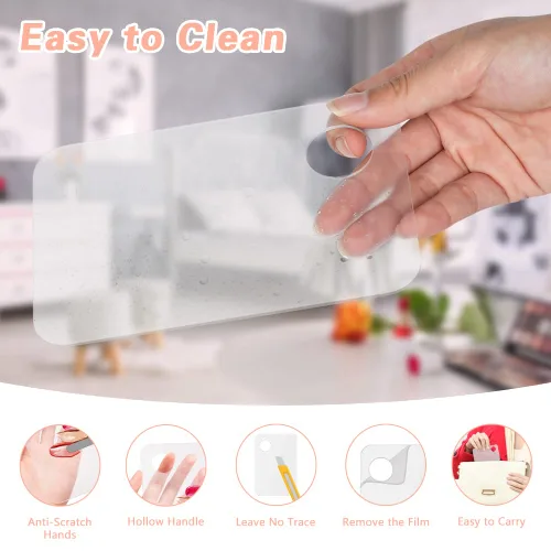 Miniatura 5 de Aolso Paleta de maquillaje cosmético acrílico, bandeja de mezcla con espátula de maquillaje y estuche de cuero, paleta de mezcla cosmética