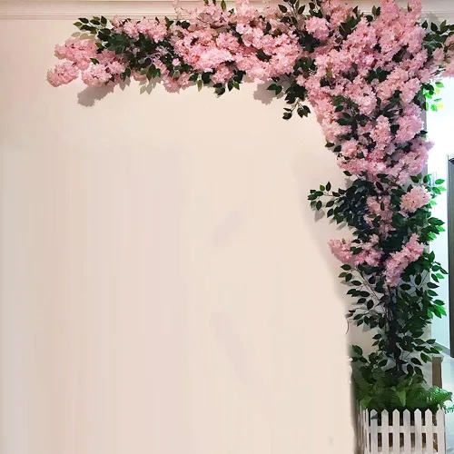 Miniatura 3 de Flores artificiales grandes árboles de cerezo en flor para boda, flores de seda, ramas falsas, tienda, jardines, paredes de fondo grandes, Cerezo