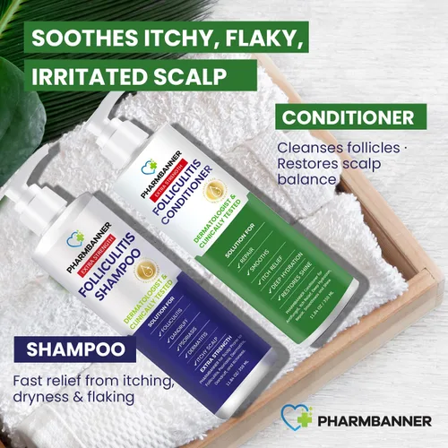 Miniatura 4 de PHARMBANNER Juego de Champú y Acondicionador Antifúngico – Aceite de Árbol de Té y Argán para Foliculitis, Dermatitis Seborreica, Psoriasis