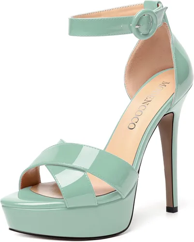 Miniatura 50 de MODENCOCO Sandalias de boda con correa de tobillo sexy para mujer, con plataforma y puntera abierta, tacón de aguja y tacón alto, zapatos de vestir