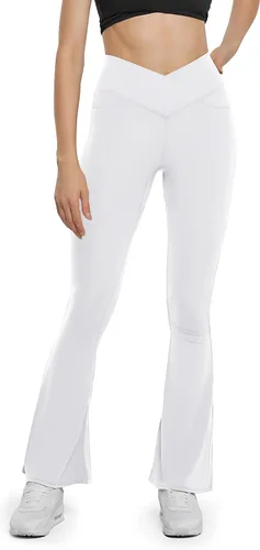 Miniatura 87 de HEGALY Pantalones de yoga acampanados para mujer, leggings cruzados, suaves, de cintura alta, pantalones casuales de entrenamiento con corte de bota