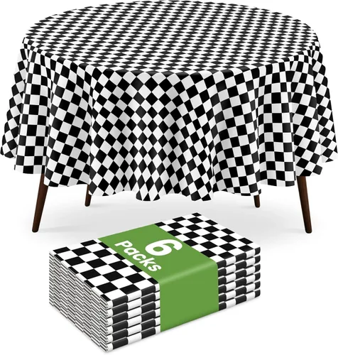 Miniatura 42 de Paquete de 2 manteles redondos desechables color azul oscuro, manteles de plástico para fiestas, 84 x 84 pulgadas, impermeable, para campamento