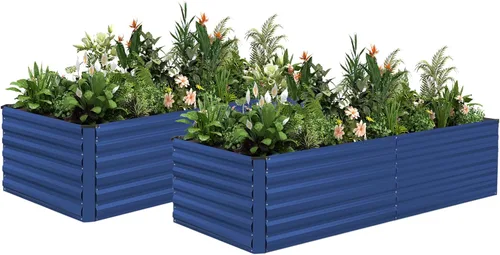 Miniatura 29 de NAVINE Cama de jardín elevada de 8 x 4 x 2 pies, macetas elevadas de metal grande, macetas para plantas al aire libre para verduras, flores