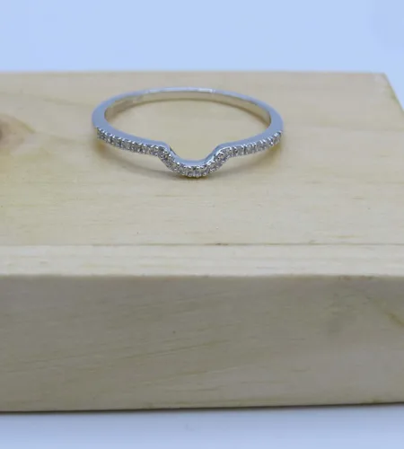 Miniatura 4 de Dazzlingrock Collection Anillo de boda de 0,11 quilates (quilates) con diamantes blancos redondos para mujer, oro de 14 quilates