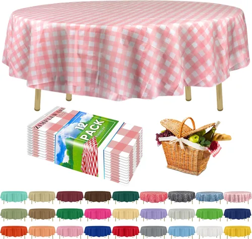 Miniatura 28 de Zimpleware - Mantel redondo de plástico para fiestas de 213 cm (84 pulgadas) de diámetro (paquete de 1, 6 y 12 unidades)