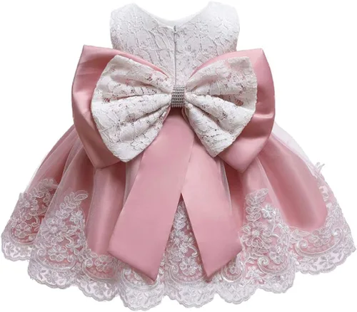 Miniatura 4 de Vestido de baile de tutú para niña de encaje con diseño de flores para bautizo