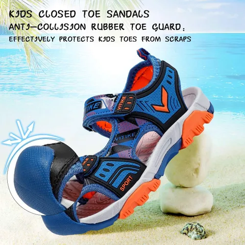Miniatura 4 de JMFCHI Sandalias deportivas para niños, sandalias deportivas para exteriores, senderismo, atléticas, sandalias de playa con punta cerrada, zapatos