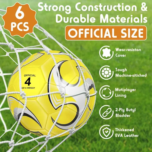 Miniatura 4 de 6 pelotas de fútbol de tamaño a granel 5/4/3 desinfladas con bomba para jóvenes y adultos, práctica de entrenamiento, fútbol para escuela, deportes