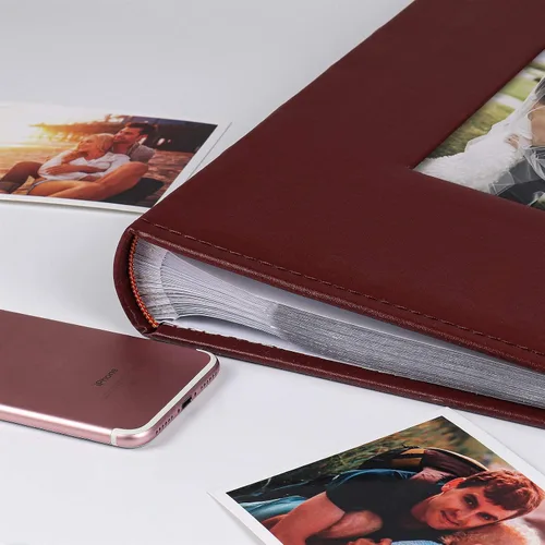 Miniatura 3 de RECUTMS - Álbum de fotos 4x6 con 300 fotos, cubierta de cuero cosido de primera calidad, álbum de fotos para grabaciones de memoria, álbumes