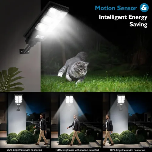 Miniatura 5 de VUAA Paquete de 2 luces solares de calle para exteriores, impermeables, 6500K 10000LM, luces LED solares para exteriores del atardecer al amanecer