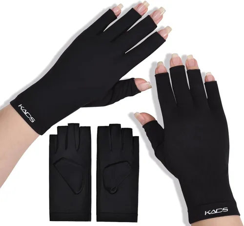 KADS Guantes UV para lámpara de uñas, guantes profesionales de protección UV UPF100+, guantes sin dedos, protegen la piel del sol y la lámpara de