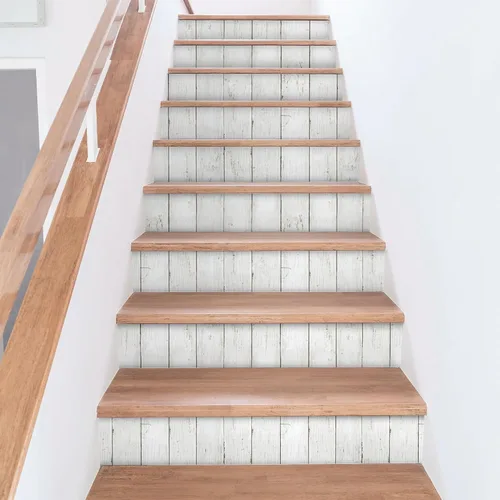 Miniatura 6 de practicalWs Papel tapiz de madera Shiplap para despegar y pegar, papel de contacto de madera blanca y gris para armarios y cajones, papel de pared