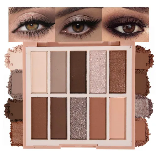 Miniatura 8 de Paleta de sombra de ojos neutra, paleta de sombras de ojos color crema de bronce marrón mate, paletas de maquillaje para mujeres, sombras de ojos