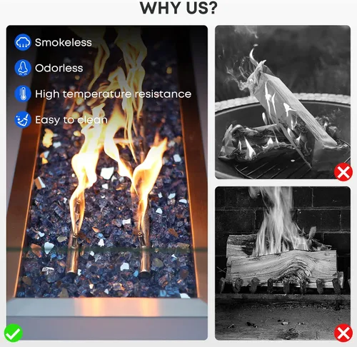 Miniatura 3 de Stanbroil - Vidrio de fuego de 10 libras – Cristal de fuego templado reflectante de 1/2 pulgada para chimenea de hoguera, azul Pacífico reflectante