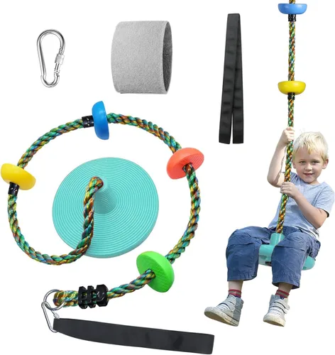 Miniatura 8 de Columpio de árbol para niños, patio trasero, cuerda de un solo disco, asiento de columpio para árbol interior y exterior, juego de accesorios